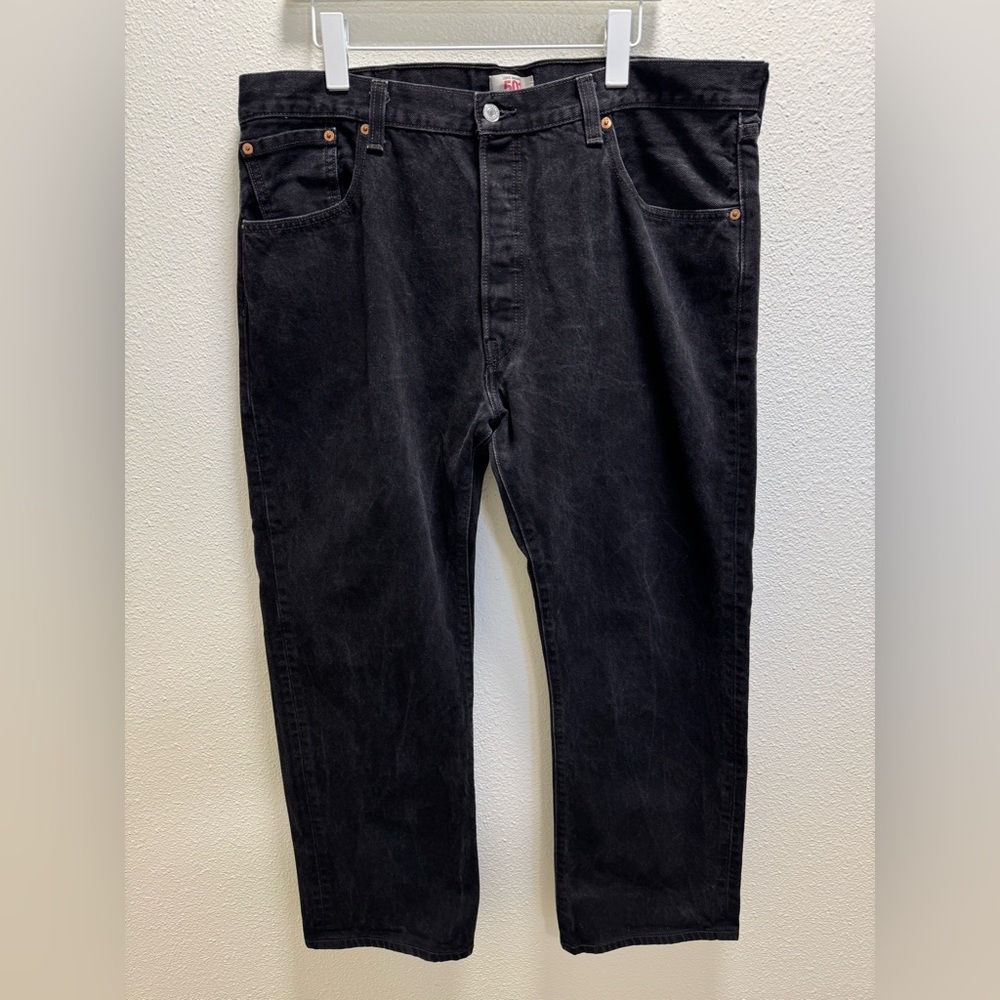 Levis 501 Original Straight Leg Button Fly Jeans Vintage Cotton Black Mens 40x30